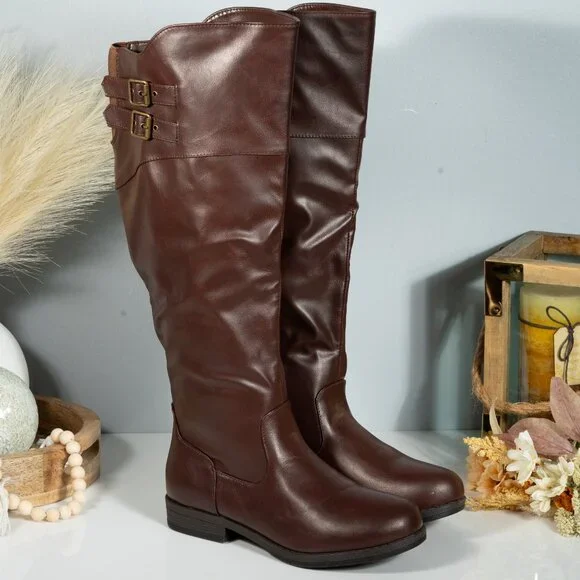 New Journee Collection Womens WC - Tori Chestnut Riding Boots Size 7.5 - Picture 3 of 7